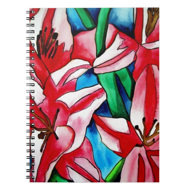 Pink Day lily watercolor art painting Notebook (Front)