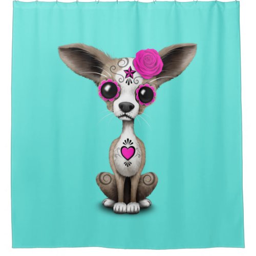 Pink Day of the Dead Chihuahua Shower Curtain
