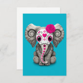 Pink Day of the Dead Sugar Skull Baby Elephant (Front/Back)