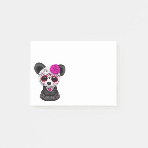 Pink Day of the Dead Sugar Skull Panda Bear Post_it Notes