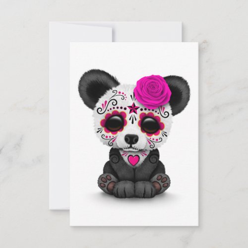 Pink Day of the Dead Sugar Skull Panda on White