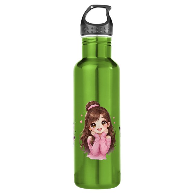 Pink Daydream Heartfull Smile Sugar & Sunshine Bub Stainless Steel Water Bottle (Front)