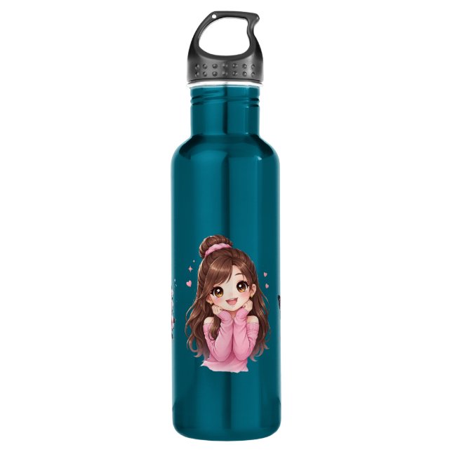Pink Daydream Heartfull Smile Sugar & Sunshine Bub Stainless Steel Water Bottle (Front)