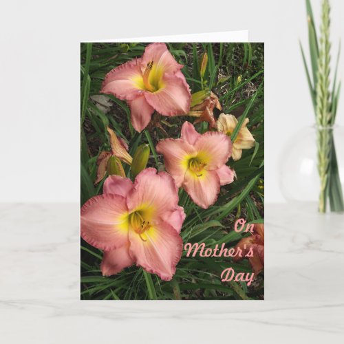 Pink Daylilies Mothers Day Card