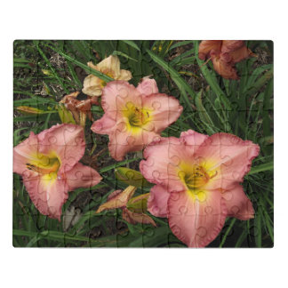 Pink Daylilies Poster Jigsaw Puzzle