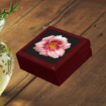 Pink Daylily Bloom on Black Floral Gift Box<br><div class="desc">Store trinkets,  jewelry and other small keepsakes in this wooden gift box with ceramic tile that features the photo image of a pink Daylily bloom on a black background. A lovely,  floral design! Select your gift box size and color.</div>