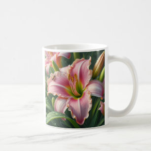 Pink Daylily Floral Coffee Mug