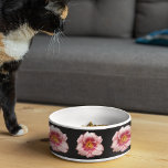 Pink Daylily Floral Pattern on Black Pet Bowl<br><div class="desc">Ceramic pet food bowl for your cat or dog that features the photo image of a pink Daylily bloom against a black background and printed in a repeating pattern. A lovely,  floral design! Select your pet bowl size.</div>