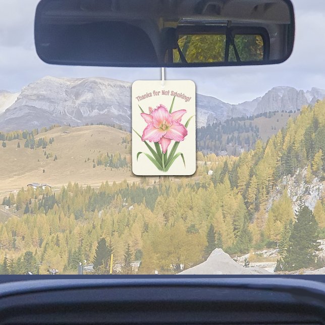 Pink Daylily Flower Botanical Art Personalized Air Freshener (Pink Daylily Original Botanical Art Design Customizeable Air Freshener for Car or Home.)