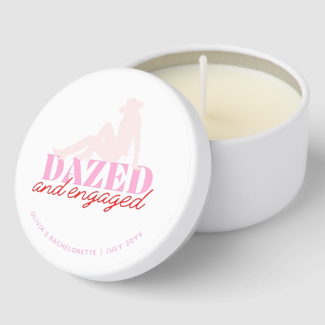 Pink Dazed & Engaged Bachelorette Party Mini Candle Favors (Corner)
