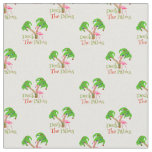 Pink Deck The Palms Tropical Christmas Santa Flami Fabric