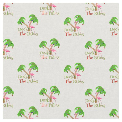 Pink Deck The Palms Tropical Christmas Santa Flami Fabric