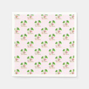 Pink Deck The Palms Tropical Christmas Santa Flami Napkins