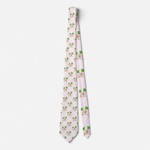 Pink Deck The Palms Tropical Christmas Santa Flami Neck Tie