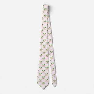 Pink Deck The Palms Tropical Christmas Santa Flami Neck Tie