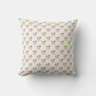 Pink Deck The Palms Tropical Christmas Santa Flami Throw Pillow