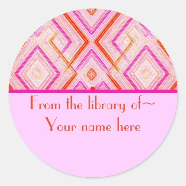 Pink Deco Bookplate Stickers (Front)