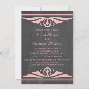 Pink Deco Chalkboard Bridal Shower Invite