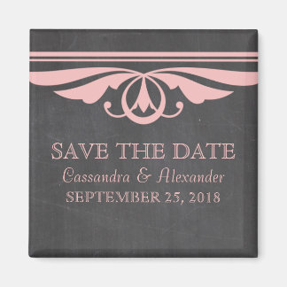 Pink Deco Chalkboard Save the Date Magnet