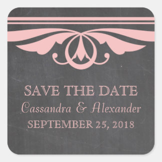 Pink Deco Chalkboard Save the Date Stickers