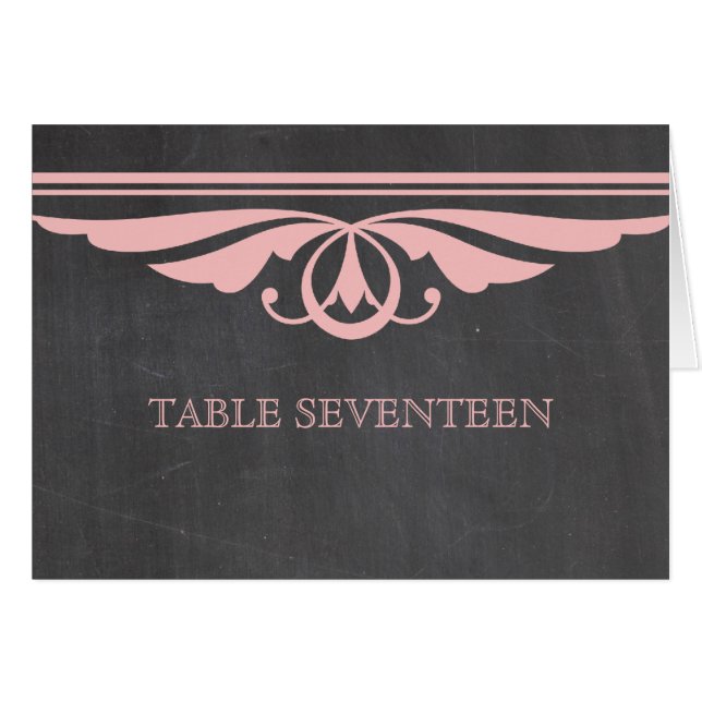Pink Deco Chalkboard Table Number Card (Front Horizontal)