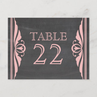 Pink Deco Chalkboard Table Number Postcard