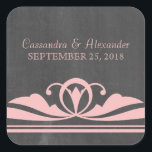 Pink Deco Chalkboard Wedding Stickers<br><div class="desc">Elegant and chic Deco Chalkboard Wedding Stickers featuring a trendy chalkboard texture look background and a pair of light pink art deco swirl borders. These lovely wedding stickers are perfect for an art deco 1920's themed wedding. Easy to customize, simply add your wedding details. Click "Customize It" to find additional...</div>