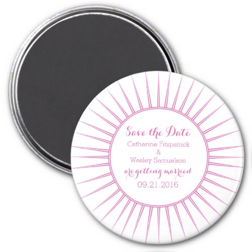 Pink Deco Retro Save the Date Magnet