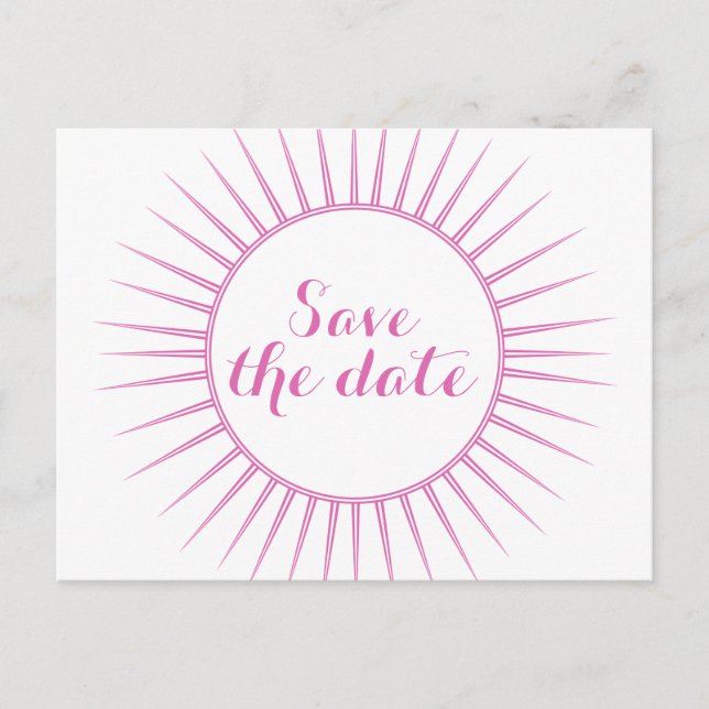 Pink Deco Retro Save the Date Postcard (Front)
