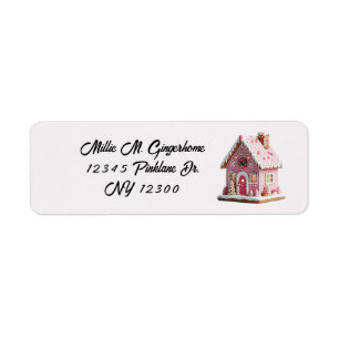 Pink Decor Village Gingerbread House Label