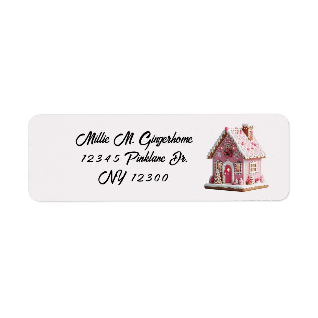 Pink Decor Village Gingerbread House  Label (Front)