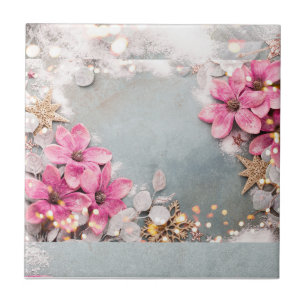Pink Decorated Ceramic Tile