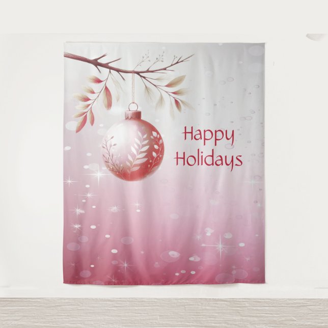 Pink Decorative Christmas Ball Holiday Backdrop (Front)