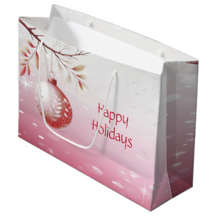 Pink Decorative Christmas Ball Holiday Gift Bag
