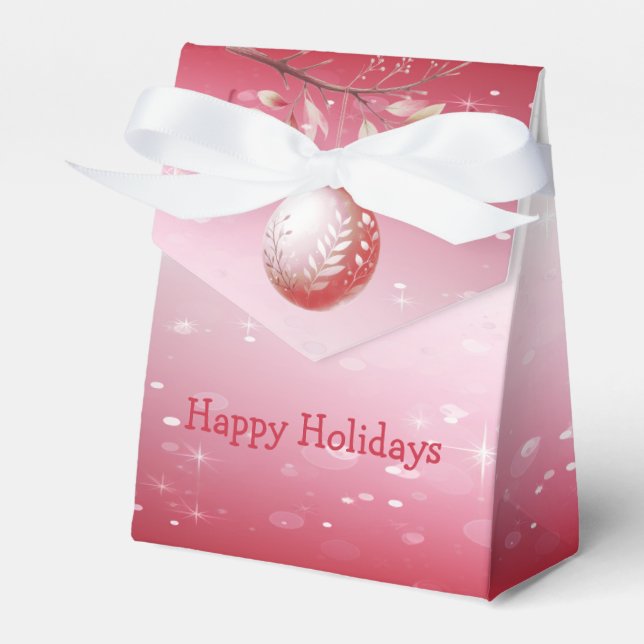 Pink Decorative Christmas Ball Holiday Gift Box (Front Side)
