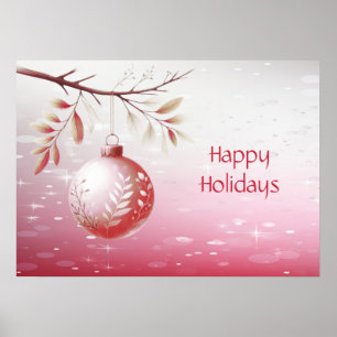 Pink Decorative Christmas Ball Holiday Poster