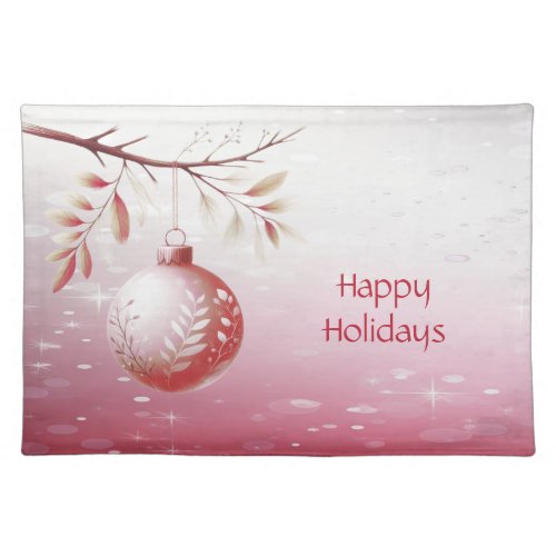 Pink Decorative Christmas Ball Holiday Table Cloth Placemat