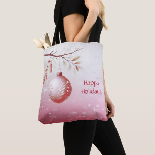 Pink Decorative Christmas Ball Holiday Tote Bag