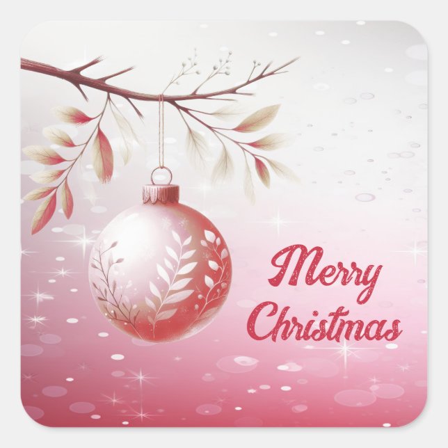 Pink Decorative Christmas Ball Sticker (Front)