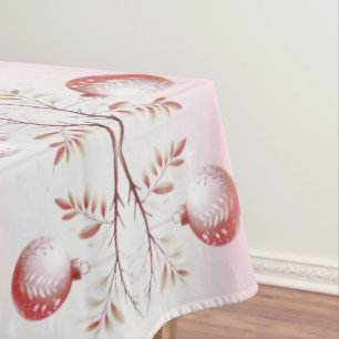 Pink Decorative Christmas Balls Holiday Tablecloth