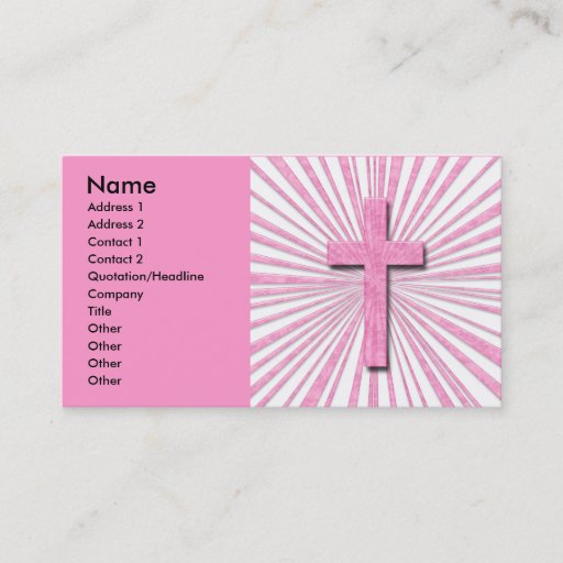 Customizable PINK DECORATIVE CROSS BUSINESS CARDS