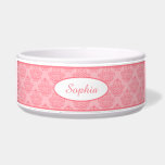 Pink Decorative Damask Pattern With Custom Name<br><div class="desc">Beautiful pink vintage damask pattern background with a personalizable text area for the name of the pet. The font is a lovely script font in pink color.</div>