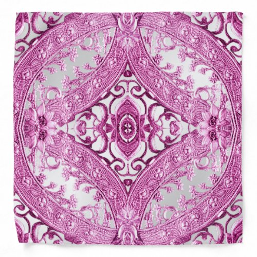 Pink Decorative Floral Bandana