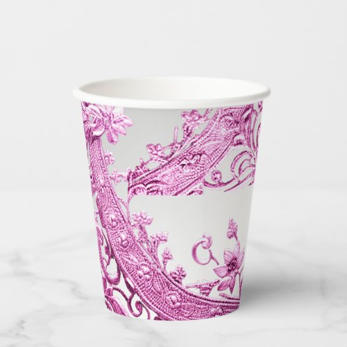 Pink Decorative Floral Paper Cups