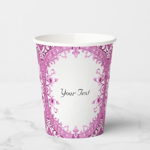 Pink Decorative Floral Paper Cups