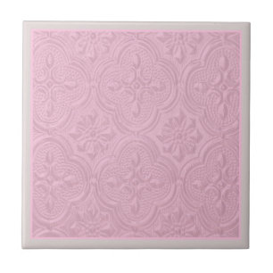 Pink Decorative Floral Pattern Ceramic Tile