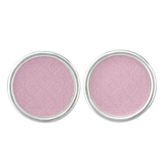 Pink Decorative Floral Pattern Cufflinks (Front)