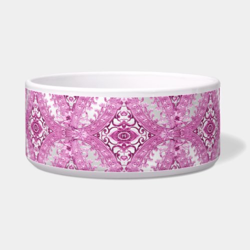 Pink Decorative Floral Pet Bowl