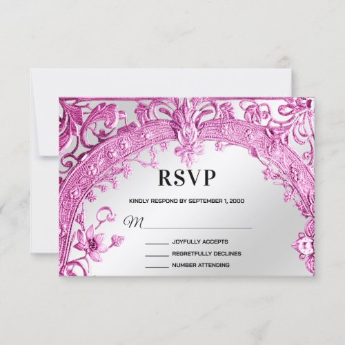 Pink Decorative Floral RSVP Card