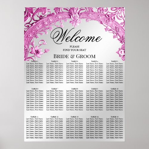 Pink Decorative Floral Seating Chart